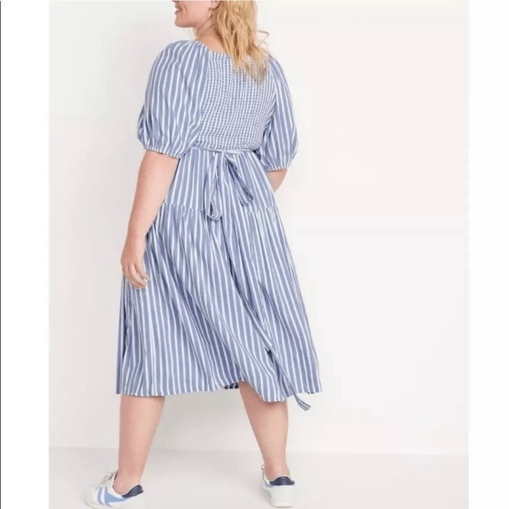 Waist defined stripe tie belt midi wrap dress by Old Navy. - Picture 4 of 9